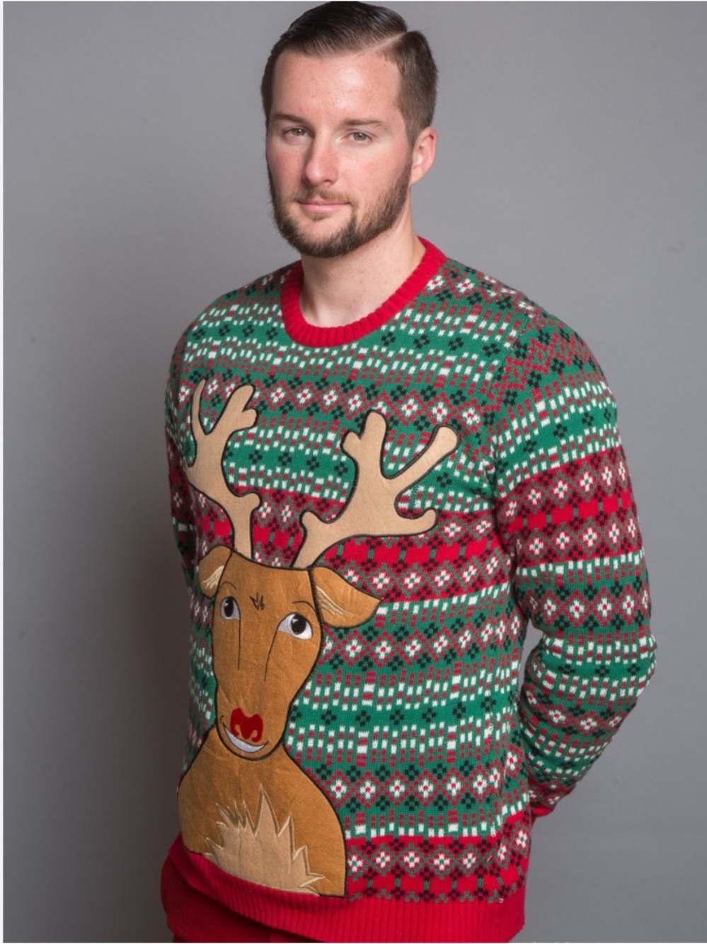 Blizzard Bay Men's Crewneck Holiday Reindeer Sweater - bottle holder sweater ❤️